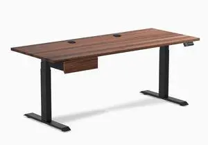 Desky Dual Hardwood Standing Desk With Drawer - Walnut / 72 x 30 inches with Grommets / Matte Black Desky Dual Hardwood Standing Desk With Drawer - Walnut / 72 x 30 inches with Grommets / Matte Black