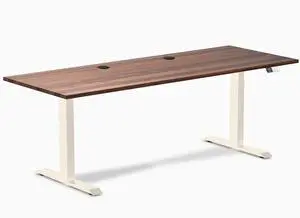 Desky Dual Hardwood Sit Stand Desk - Walnut / 80 x 30 inches with Grommets / Wheat Desky Dual Hardwood Sit Stand Desk - Walnut / 80 x 30 inches with Grommets / Wheat
