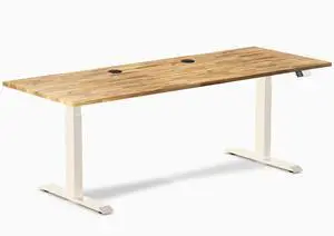 Desky Dual Hardwood Sit Stand Desk - Acacia / 80 x 30 inches with Grommets / Wheat Desky Dual Hardwood Sit Stand Desk - Acacia / 80 x 30 inches with Grommets / Wheat