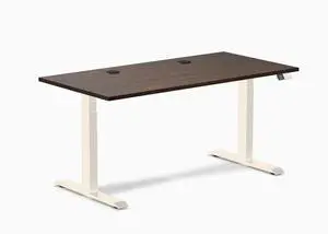 Desky Dual Rubberwood Sit Stand Desk - Dark Walnut / 60 x 30 inches with Grommets / Wheat Desky Dual Rubberwood Sit Stand Desk - Dark Walnut / 60 x 30 inches with Grommets / Wheat