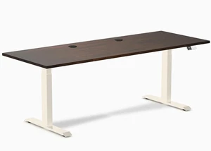 Desky Dual Rubberwood Sit Stand Desk - Dark Walnut / 80 x 30 inches with Grommets / Wheat Desky Dual Rubberwood Sit Stand Desk - Dark Walnut / 80 x 30 inches with Grommets / Wheat