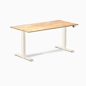 Desky Dual Rubberwood Sit Stand Desk - Natural Timber / 60 x 30 inches with Grommets / Wheat Desky Dual Rubberwood Sit Stand Desk - Natural Timber / 60 x 30 inches with Grommets / Wheat