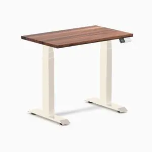 Desky Dual Mini Hardwood Sit Stand Desk - Walnut / 32 x 20 inches / Wheat Desky Dual Mini Hardwood Sit Stand Desk - Walnut / 32 x 20 inches / Wheat