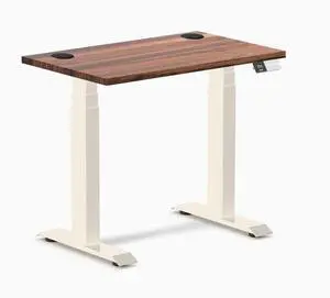 Desky Dual Mini Hardwood Sit Stand Desk - Walnut / 32 x 20 inches with Grommets / Wheat Desky Dual Mini Hardwood Sit Stand Desk - Walnut / 32 x 20 inches with Grommets / Wheat