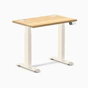 Desky Dual Mini Hardwood Sit Stand Desk - White Oak / 32 x 20 inches with Grommets / Wheat Desky Dual Mini Hardwood Sit Stand Desk - White Oak / 32 x 20 inches with Grommets / Wheat