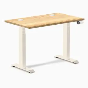 Desky Dual Mini Hardwood Sit Stand Desk - White Oak / 40 x 24 inches with Grommets / Wheat Desky Dual Mini Hardwood Sit Stand Desk - White Oak / 40 x 24 inches with Grommets / Wheat