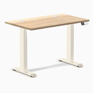 Desky Dual Mini Hardwood Sit Stand Desk - White Ash / 40 x 24 inches with Grommets / Wheat Desky Dual Mini Hardwood Sit Stand Desk - White Ash / 40 x 24 inches with Grommets / Wheat