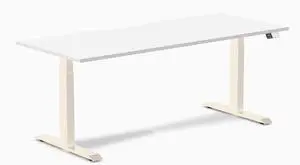Desky Dual Scalloped Laminate Sit Stand Desk - White / 70.9 x 29.5 inches / Wheat Desky Dual Scalloped Laminate Sit Stand Desk - White / 70.9 x 29.5 inches / Wheat