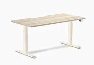 Desky Dual Scalloped Laminate Sit Stand Desk - Classic Oak / 59.1 x 29.5 inches with Grommets / Wheat Desky Dual Scalloped Laminate Sit Stand Desk - Classic Oak / 59.1 x 29.5 inches with Grommets / Wheat