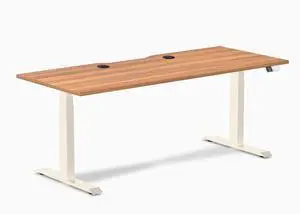 Desky Dual Scalloped Laminate Sit Stand Desk - Prime Oak / 70.9 x 29.5 inches with Grommets / Wheat Desky Dual Scalloped Laminate Sit Stand Desk - Prime Oak / 70.9 x 29.5 inches with Grommets / Wheat