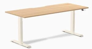 Desky Dual Scalloped Laminate Sit Stand Desk - Sublime Teak / 70.9 x 29.5 inches / Wheat Desky Dual Scalloped Laminate Sit Stand Desk - Sublime Teak / 70.9 x 29.5 inches / Wheat