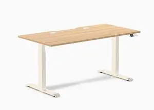 Desky Dual Scalloped Laminate Sit Stand Desk - Sublime Teak / 59.1 x 29.5 inches with Grommets / Wheat Desky Dual Scalloped Laminate Sit Stand Desk - Sublime Teak / 59.1 x 29.5 inches with Grommets / Wheat