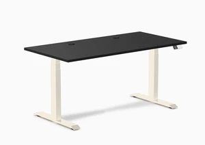 Desky Dual Laminate Sit Stand Desk - Black / 59.1 x 29.5 inches with Grommets / Wheat Desky Dual Laminate Sit Stand Desk - Black / 59.1 x 29.5 inches with Grommets / Wheat