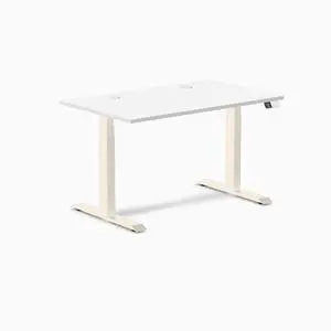 Desky Dual Laminate Sit Stand Desk - White / 47.2 x 29.5 inches with Grommets / Wheat Desky Dual Laminate Sit Stand Desk - White / 47.2 x 29.5 inches with Grommets / Wheat