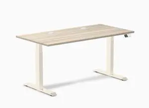 Desky Dual Laminate Sit Stand Desk - Classic Oak / 59.1 x 29.5 inches with Grommets / Wheat Desky Dual Laminate Sit Stand Desk - Classic Oak / 59.1 x 29.5 inches with Grommets / Wheat