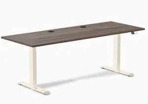 Desky Dual Laminate Sit Stand Desk - Jarrah Legno / 78.7 x 29.5 inches with Grommets / Wheat Desky Dual Laminate Sit Stand Desk - Jarrah Legno / 78.7 x 29.5 inches with Grommets / Wheat