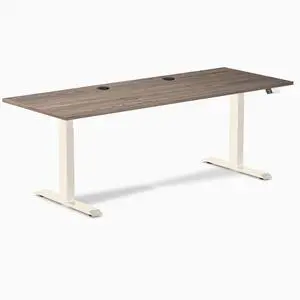 Desky Dual Laminate Sit Stand Desk - Natural Walnut / 78.7 x 29.5 inches with Grommets / Wheat Desky Dual Laminate Sit Stand Desk - Natural Walnut / 78.7 x 29.5 inches with Grommets / Wheat