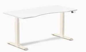 Desky Dual Ergo Edge Sit Stand Desk - White / 59.1 x 29.5 inches / Wheat Desky Dual Ergo Edge Sit Stand Desk - White / 59.1 x 29.5 inches / Wheat