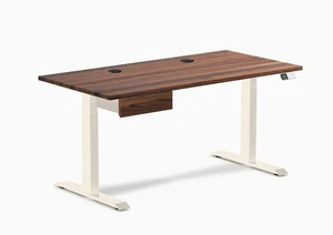 Desky Dual Hardwood Standing Desk With Drawer - Walnut / 60 x 30 inches with Grommets / Wheat Desky Dual Hardwood Standing Desk With Drawer - Walnut / 60 x 30 inches with Grommets / Wheat