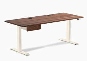 Desky Dual Hardwood Standing Desk With Drawer - Walnut / 72 x 30 inches with Grommets / Wheat Desky Dual Hardwood Standing Desk With Drawer - Walnut / 72 x 30 inches with Grommets / Wheat