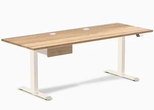 Desky Dual Hardwood Standing Desk With Drawer - White Oak / 80 x 30 inches with Grommets / Wheat Desky Dual Hardwood Standing Desk With Drawer - White Oak / 80 x 30 inches with Grommets / Wheat