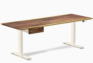 Desky Dual Hardwood Standing Desk With Drawer - Saman / 80 x 30 inches / Wheat Desky Dual Hardwood Standing Desk With Drawer - Saman / 80 x 30 inches / Wheat