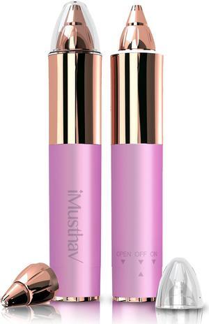 iMusthav Mini Portable Painless Eyebrow Remover Trimmer for Women, Eyebrow Razor Epilator Pen,18K Gold-Plated Hypoallergenic Precision Pencil-tip. 360° LED Light for Instant and Painless Hair Remover.
