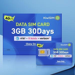 KIWISIM Travel/Business Study Abroad Multi-Device Links US Prepaid Traffic Card 30 Days 3GB Free Traffic AT&T/T-Mobile/Verizon Universal Supports 4G Cell Phones, GPS Trackers, Cameras, LoT .