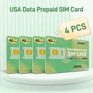 KIWISIM Travel/Business Backup 10pcs 300MB 3-Day Prepaid SIM Cards, No Contract, Compatible with AT&T/T-Mobile, for 4G Phones, GPS, Security Cameras, IoT Devices