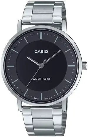 Casio Mens Men's Black Dial Silver Steel Analog Bracelet Watch - MTP-VT04D-1EDF Casio Mens Men's Black Dial Silver Steel Analog Bracelet Watch - MTP-VT04D-1EDF