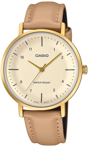 Casio Womens Gold Tone Beige Dial Tan Leather Watch - LTP-VT03GL-4BDF Casio Womens Gold Tone Beige Dial Tan Leather Watch - LTP-VT03GL-4BDF