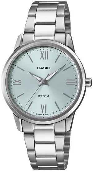 Casio Womens Silver Stainless Steel Blue Dial Analog Watch - LTP-1303DD-2AVDF Casio Womens Silver Stainless Steel Blue Dial Analog Watch - LTP-1303DD-2AVDF