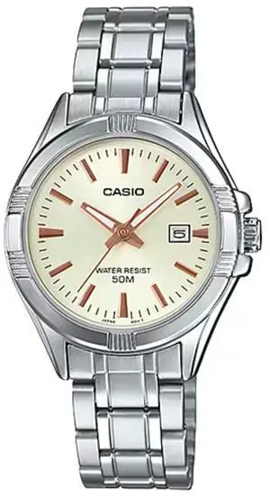 Casio Womens Beige Dial Stainless Steel Bracelet Watch - LTP-1308D-9AV Casio Womens Beige Dial Stainless Steel Bracelet Watch - LTP-1308D-9AV