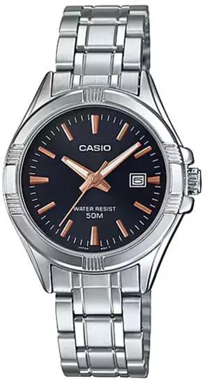 Casio Womens Analog Black Dial Stainless Steel Bracelet Watch - LTP-1308D-1A2V Casio Womens Analog Black Dial Stainless Steel Bracelet Watch - LTP-1308D-1A2V