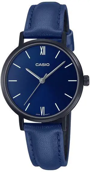 Casio Womens Blue Dial Leather Strap Analog Watch - LTP-VT02BL-2AUDF Casio Womens Blue Dial Leather Strap Analog Watch - LTP-VT02BL-2AUDF