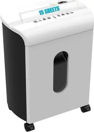 Woolsche Paper Shredder, P-4 Security Level,15-Sheet Cross Cut with 5.8-Gallon Pull Out Bin, Shred Paper and Credit Card/CD for Office Use