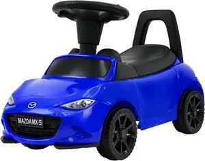 TCARAIWEN Mazda Licensed Ride On Car 3 in 1 Baby Toddler Toy Push Car Stroller 40 lbs Load Capacity with Bluetooth Music LED Lights Blue