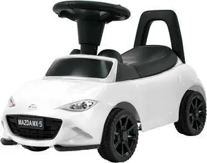 TCARAIWEN Mazda Licensed Ride On Car 3 in 1 Baby Toddler Toy Push Car Stroller 40 lbs Load Capacity with Bluetooth Music LED Lights White