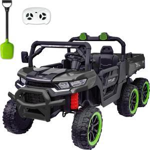 TCARAIWEN Kids 2 Seater Ride on Car 24V Electric Dump Truck 4WD Off-road UTV with Low & High Speeds Remote Control Bluetooth Music LED Lights