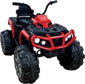 TCARAIWEN 24V Kids Ride on ATV 6mph Electric Power Wheels Quad Car with 2 Speeds Bluetooth Music LED Red