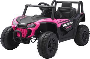 TCARAIWEN 12V Kids Ride on UTV Electric Power Wheels Toy Quad Car with Remote Control High&Low Speed LED Lights
