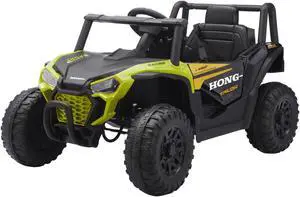 TCARAIWEN 12V Kids Ride on UTV Electric Power Wheels Toy Quad Car with Remote Control High&Low Speed LED Lights Green
