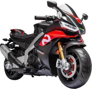 TCARAIWEN Aprilia Licensed 24V Kids Electric Motorcycle 6mph Dirt Bike Ride on Motorbike LED Lights Bluetooth Music