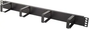 RackSolutions 1U Horizontal Metal D-Ring Cable Management Bar  Secures and Organizes Cables, Fits 2Post and 4Post Racks, EIA-310 Compliant