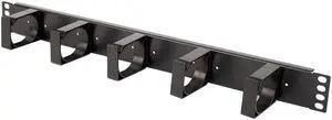 RackSolutions 1U Horizontal Plastic D-Ring Cable Management Bar  Secures and Organizes Cables, Fits 2Post and 4Post Racks, EIA-310 Compliant