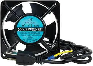 RackSolutions 120mm Fan with 110 Volt Cable and Integrated Grounding Wire  Aluminum, Low Noise, 51 CFM Airflow for Wall Mount Racks