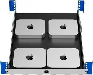 RackSolutions 1U Mini Rack Access Tool-Less Shelf for Four Apple Mac Mini with USB  Front Ports, Airflow Ducting, Compatible with 2010-2023 Mac Mini, Fits 2-Post & 4-Post Racks