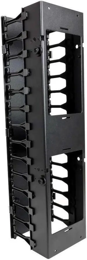 RackSolutions 42U Vertical Plastic Cable Duct with Cover (Button Mount)  3-Piece Set, T-Finger Design for Cable Routing  Compatible with 2-Post Racks