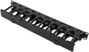 RackSolutions 1U Horizontal High Density Cable Duct with Cover  High Capacity Cable Management, Rear Pass-Through, Organizes and Separates Cables