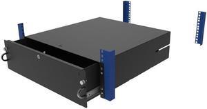 RackSolutions 3U Lockable Rackmount Drawer, 18 Deep with Optional Rear Bracket, 100 lb Capacity